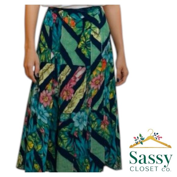 ETRO of Milano – Green/Blue Botanical Maxi Skirt, Sz 6, Excellent - Picture 1 of 7